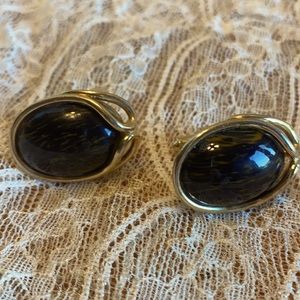 VTG Kreisler Craft oval gold wood look cuff links